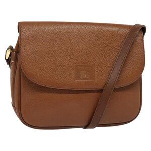 Authentic Burberrys Shoulder Bag Leather Brown Gold
